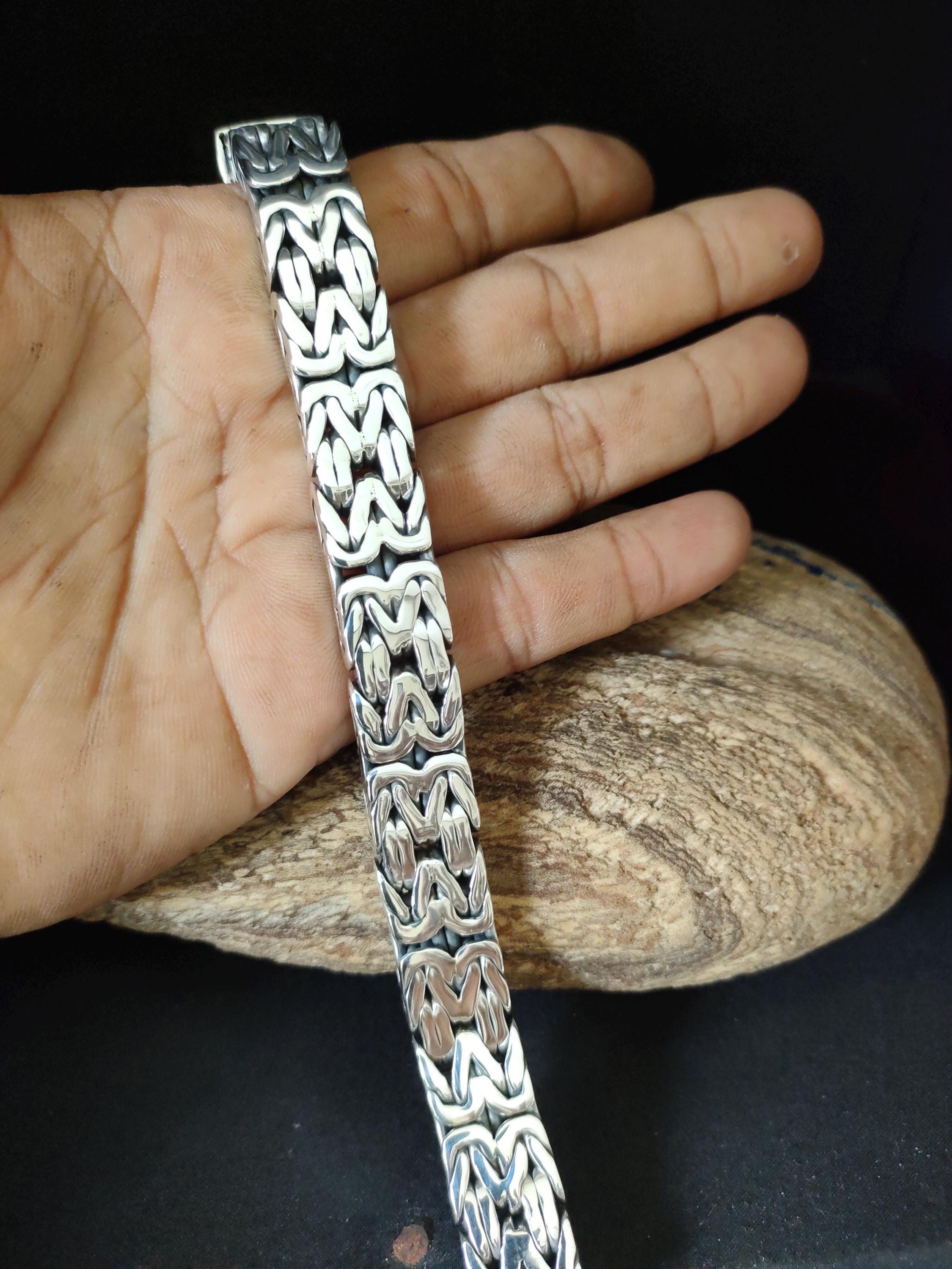 Mena Silver Bracelet, 999 Silver Chains, Byzantine Chain, Gifts
