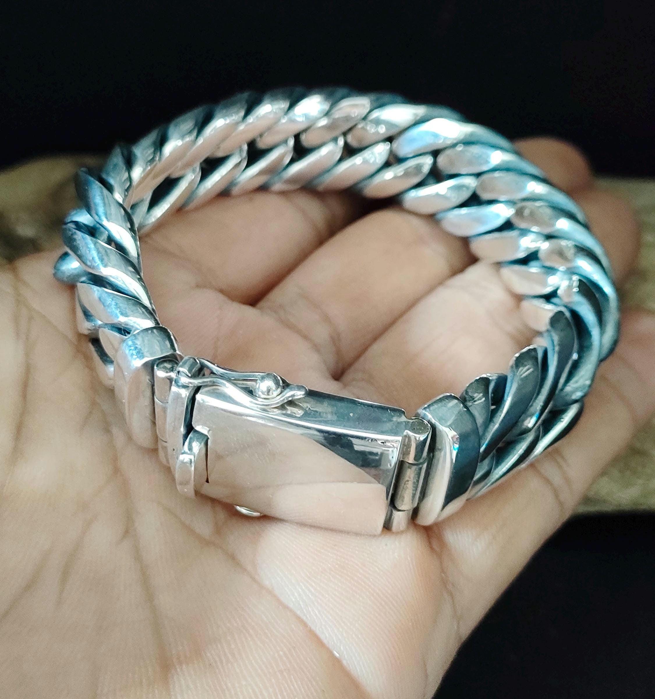 Men's 999 Silver Bracelet, 20mm Wide, Handmade Jewelry, Custom