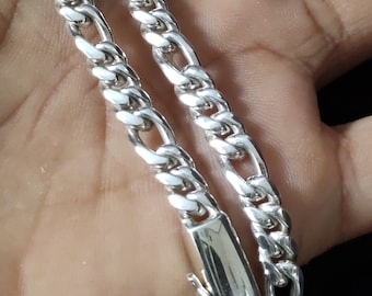6 mm 999 silver Necklace, Figaro Chains silver, Bali handmade silver necklace.