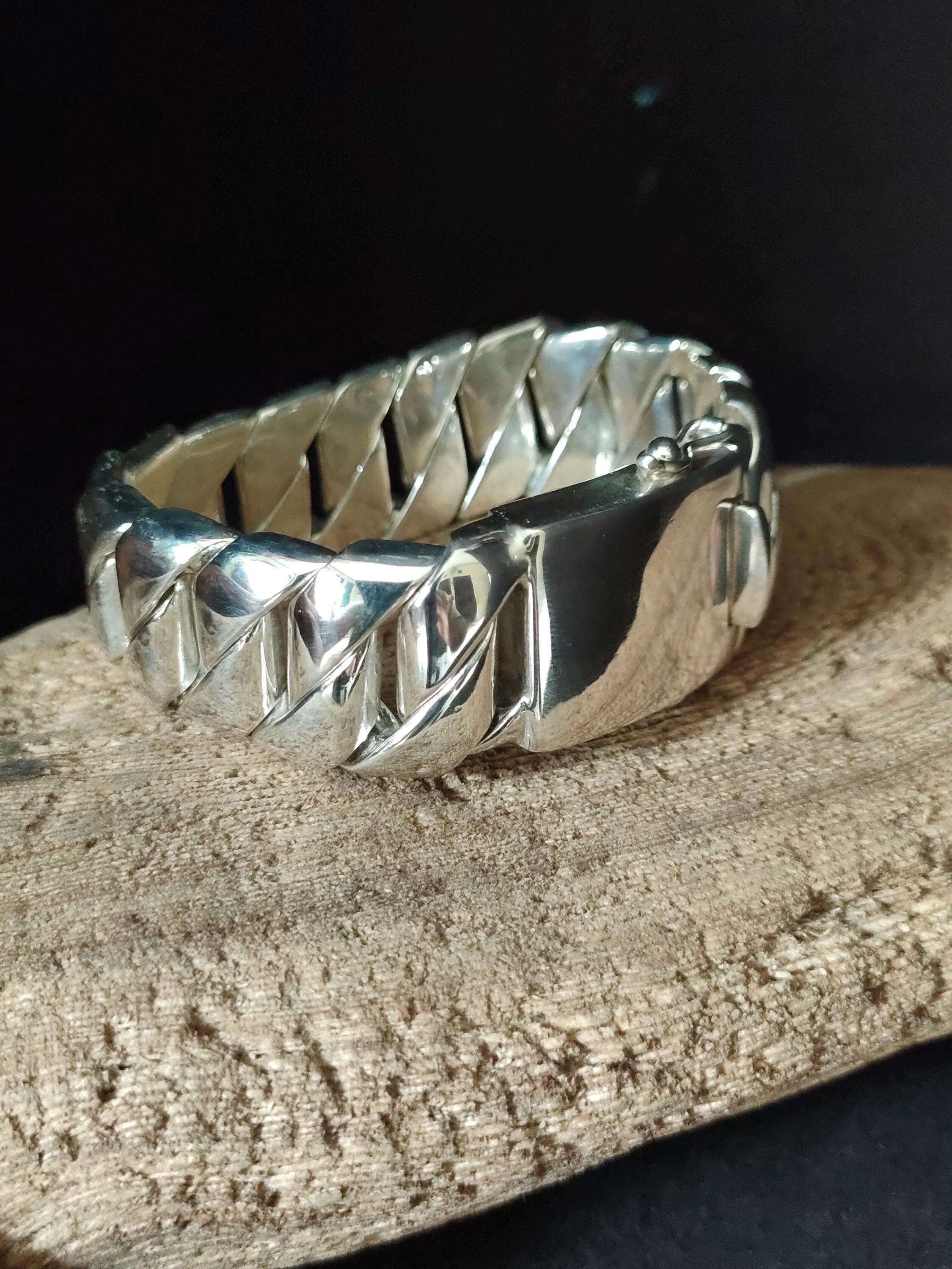 Men's Silver Bracelet, 999 Silver Chain, Curb Chain Bracelet