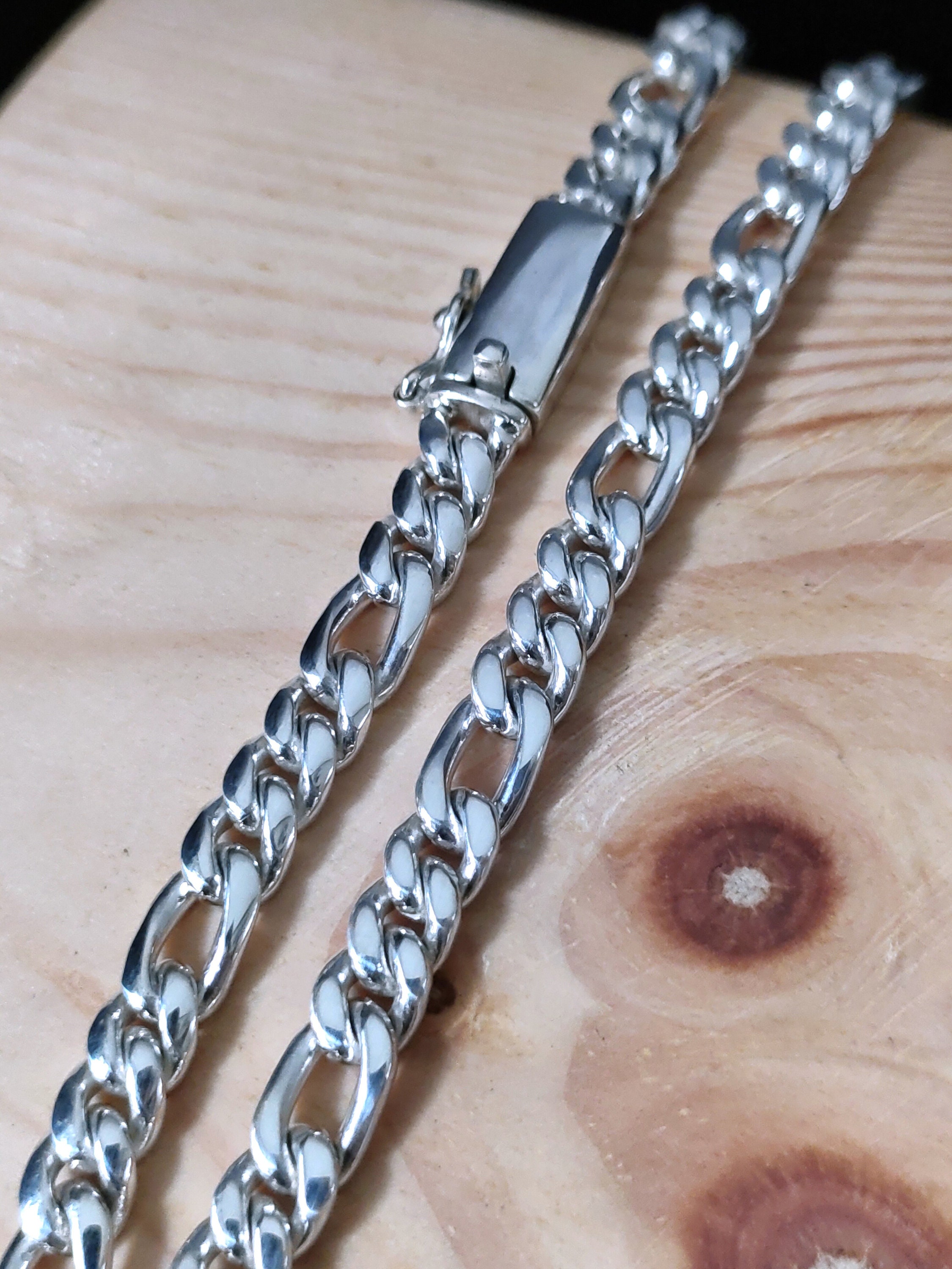 999 Pure Silver Figaro Chain Necklace - Men's Jewelry - Etsy