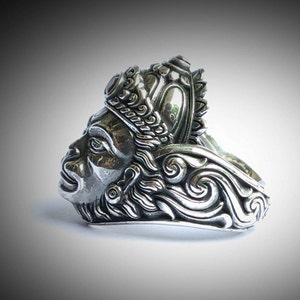 Hanuman, mens ring silver, Handmade jewelry, Personalized gifts.