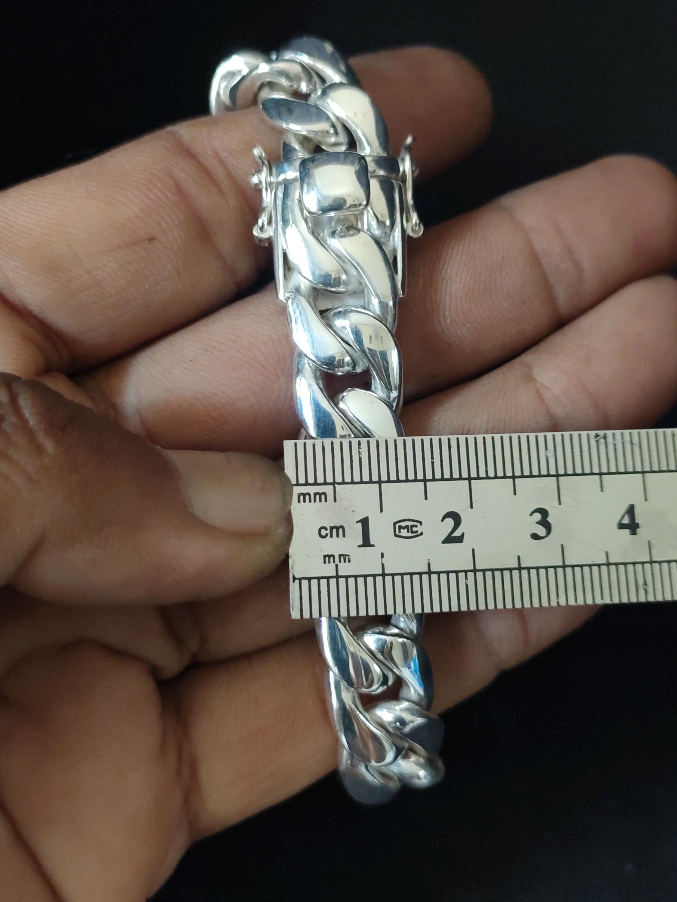 14 Mm Curb Chains, 999 Silver Chain, Men's Silver Bracelet. - Etsy UK