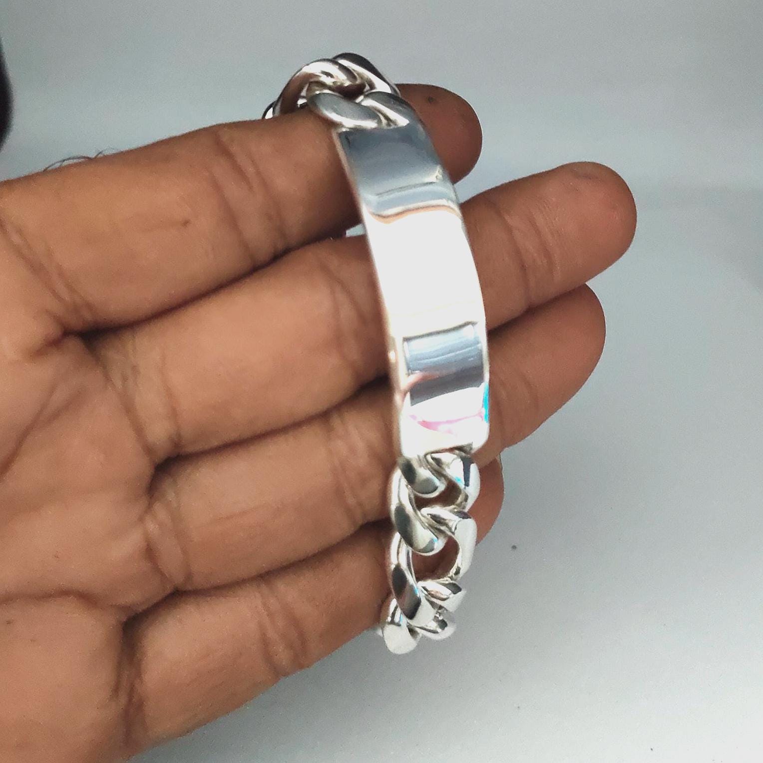 999 Silver Figaro Chain Bracelet: Custom Engraved Men's Jewelry - Etsy