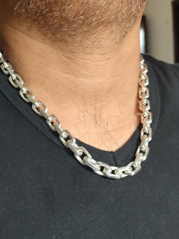 10 Mm Handmade 999 Silver Anchor Chain Necklace - Men's Gift