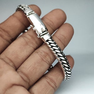 999 silver chain, woven snake bracelet, handmade jewelry, Custom engraving. 9 Inches