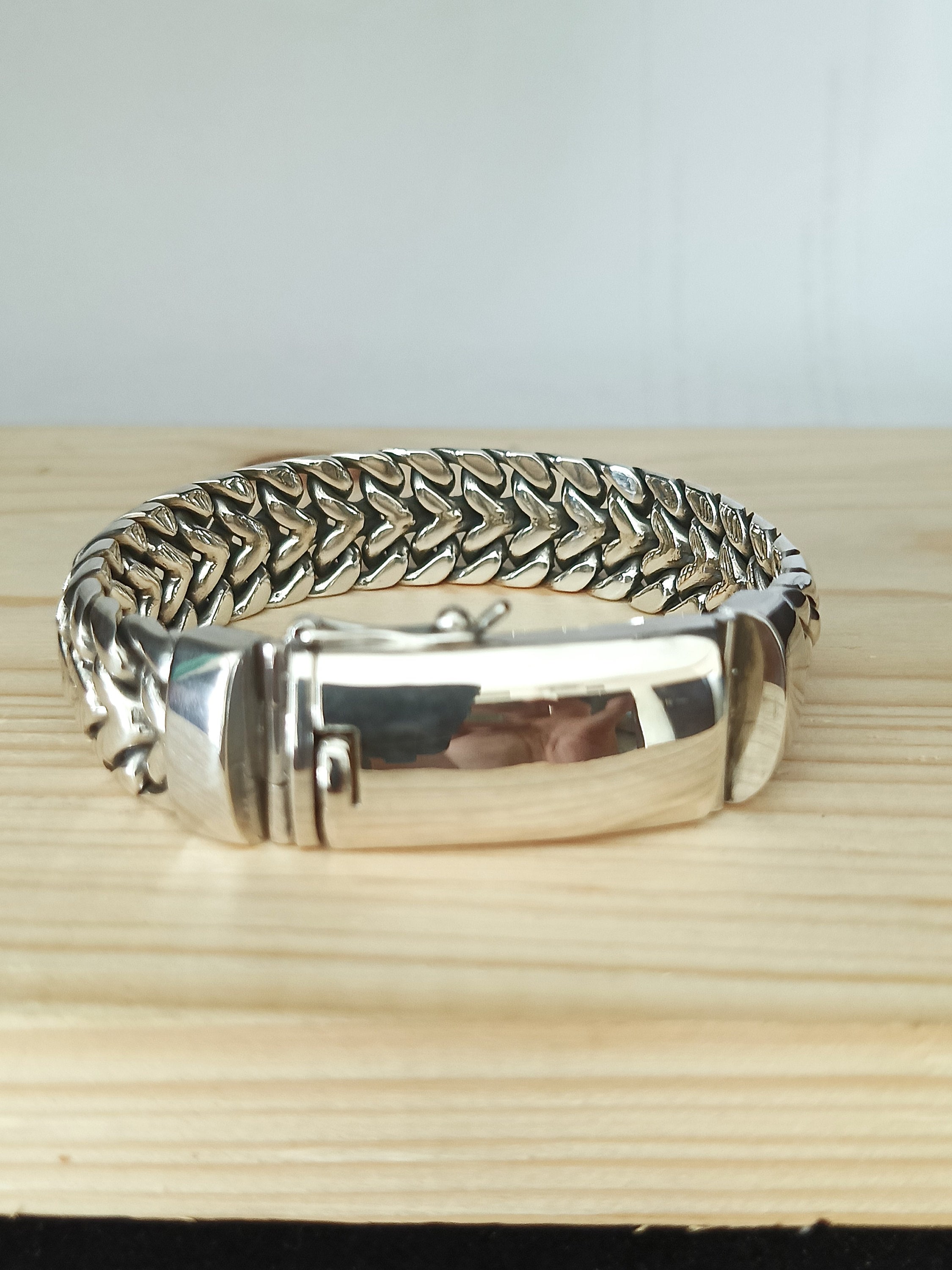 14 Mm 999 Men Silver Bracelet, Heavy Silver Bracelet, Custom
