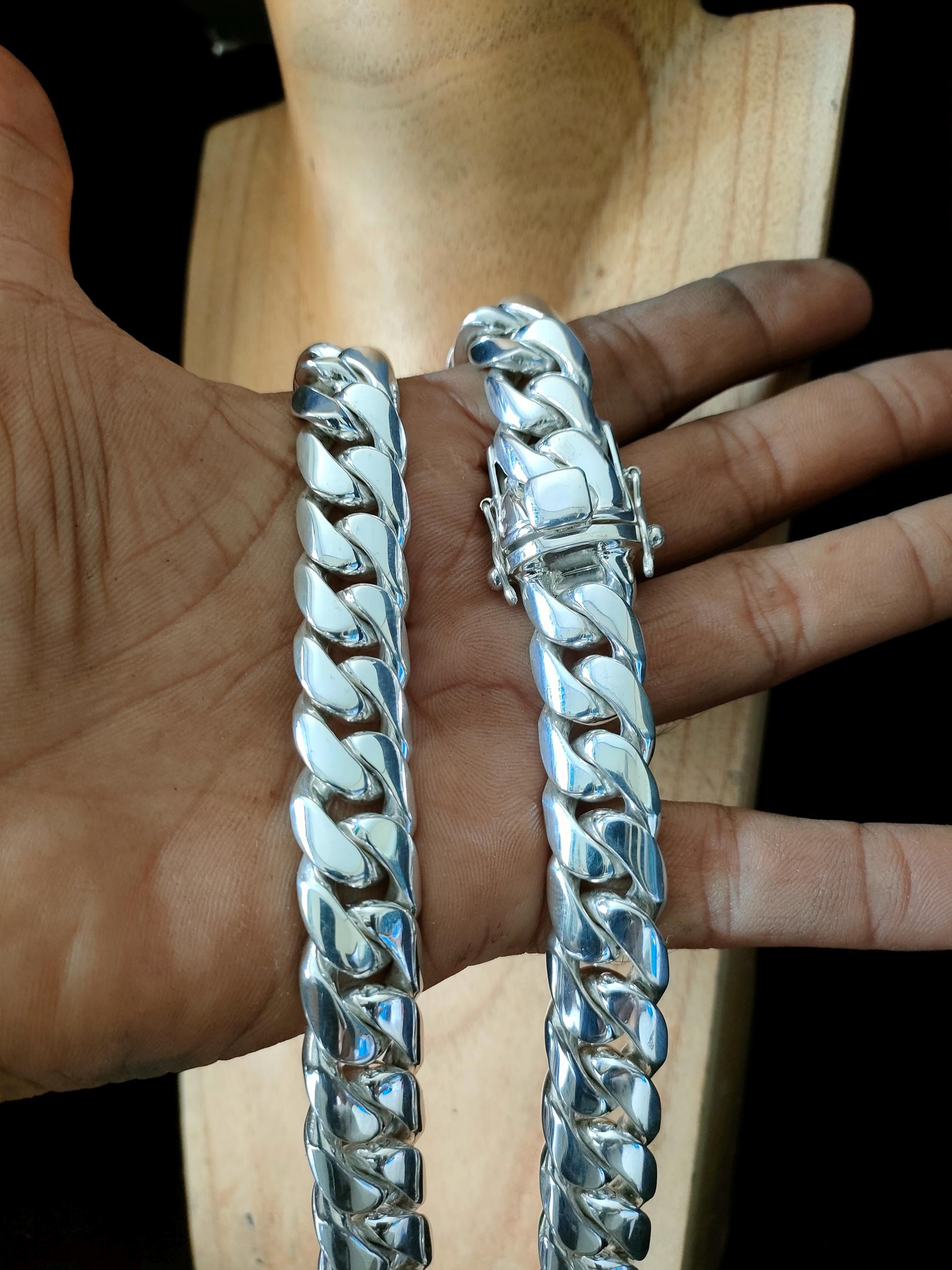 16mm Curb chains Necklace, 999 pure solid silver, Bali handmade chains silver necklace,