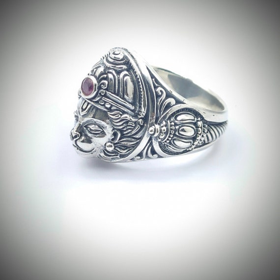 Hanuman Ring in Pure Silver - Design IV - Rudra Centre
