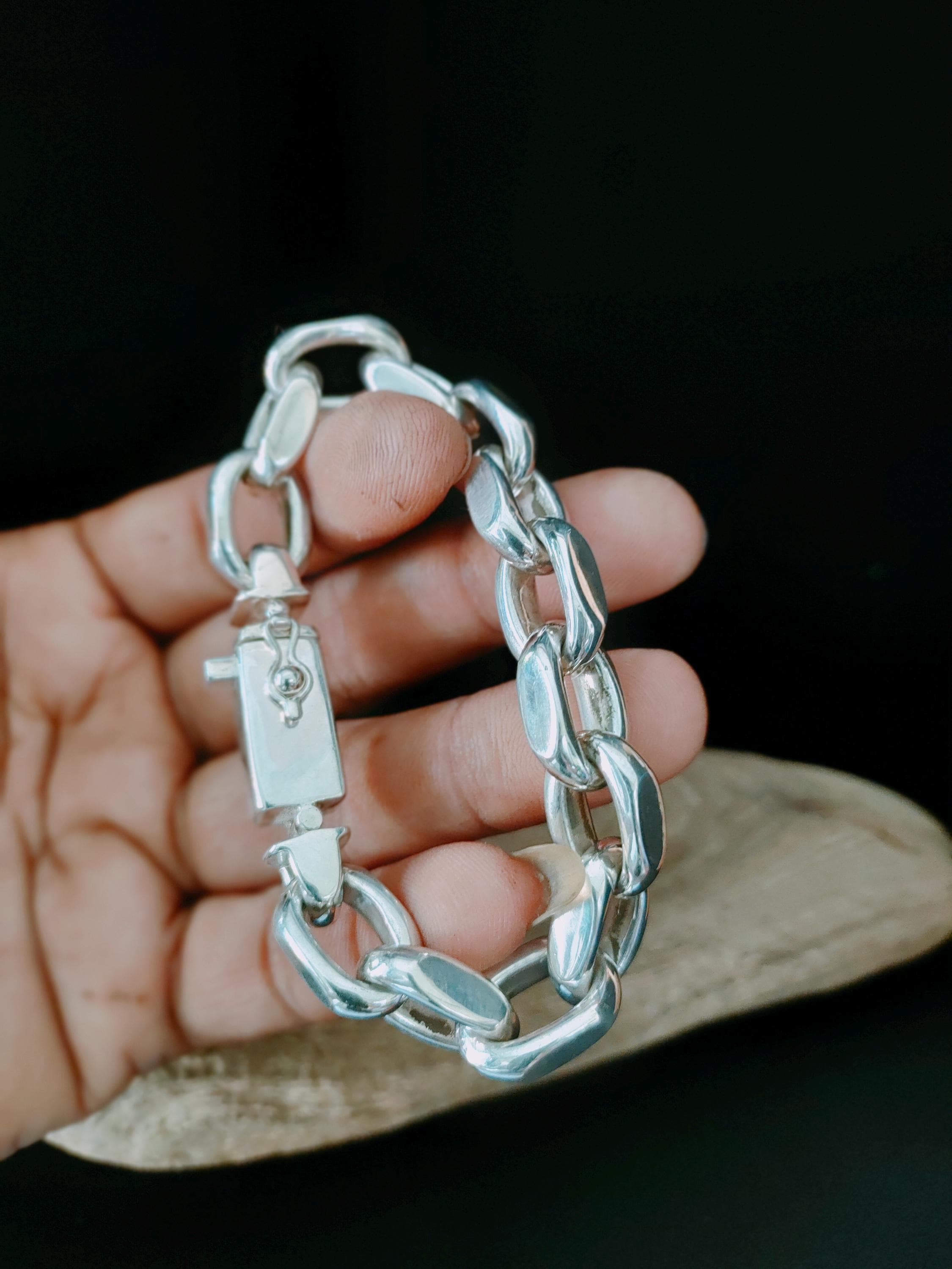 14 Mm Handmade 999 Silver Anchor Bracelet: Heavy Link Chain - Etsy