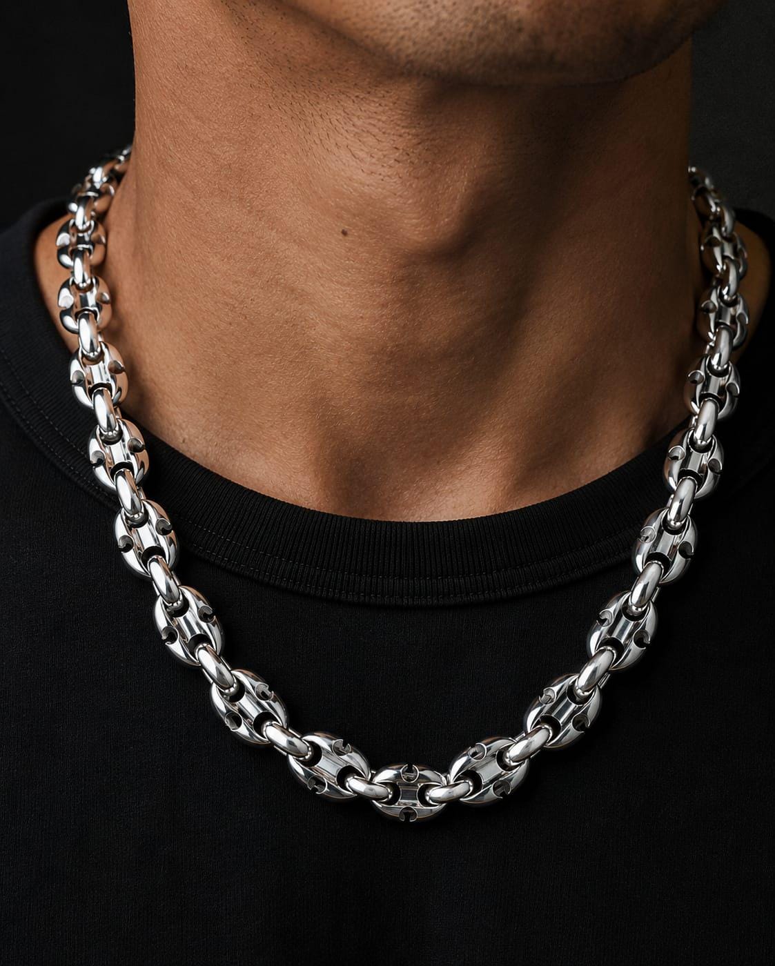Handmade 999 Silver Anchor Chain Necklace - Men's Heavy Silver