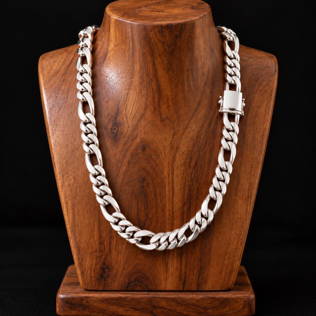 14mm 999 Solid Silver Figaro Chain Necklace - Handmade Bali Design
