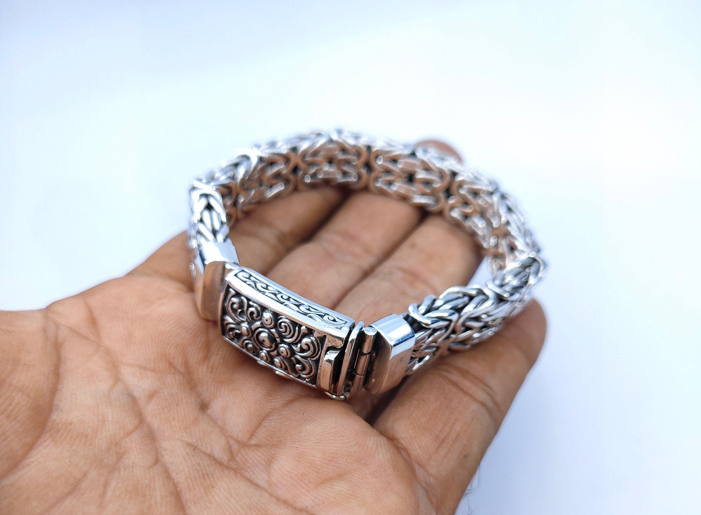 Mens Heavy 999 Silver Byzantine Bracelet, 14mm Chain - Etsy Canada