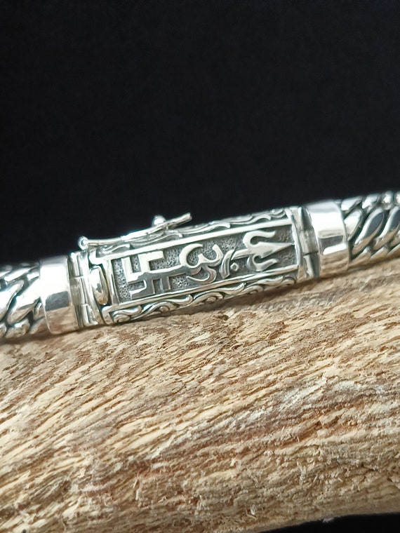 Hindu Silver Bracelet, Tri Sakti Symbol, Handmade Jewelry. - Etsy
