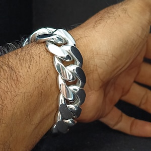Heavy 999 Solid Silver Bracelet, 20mm Curb Chain, Handmade Jewelry image 5