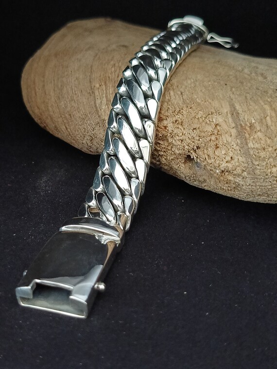 25 Mm Men's Snake Bracelet, Heavy Woven Chain, Silver 999. - Etsy