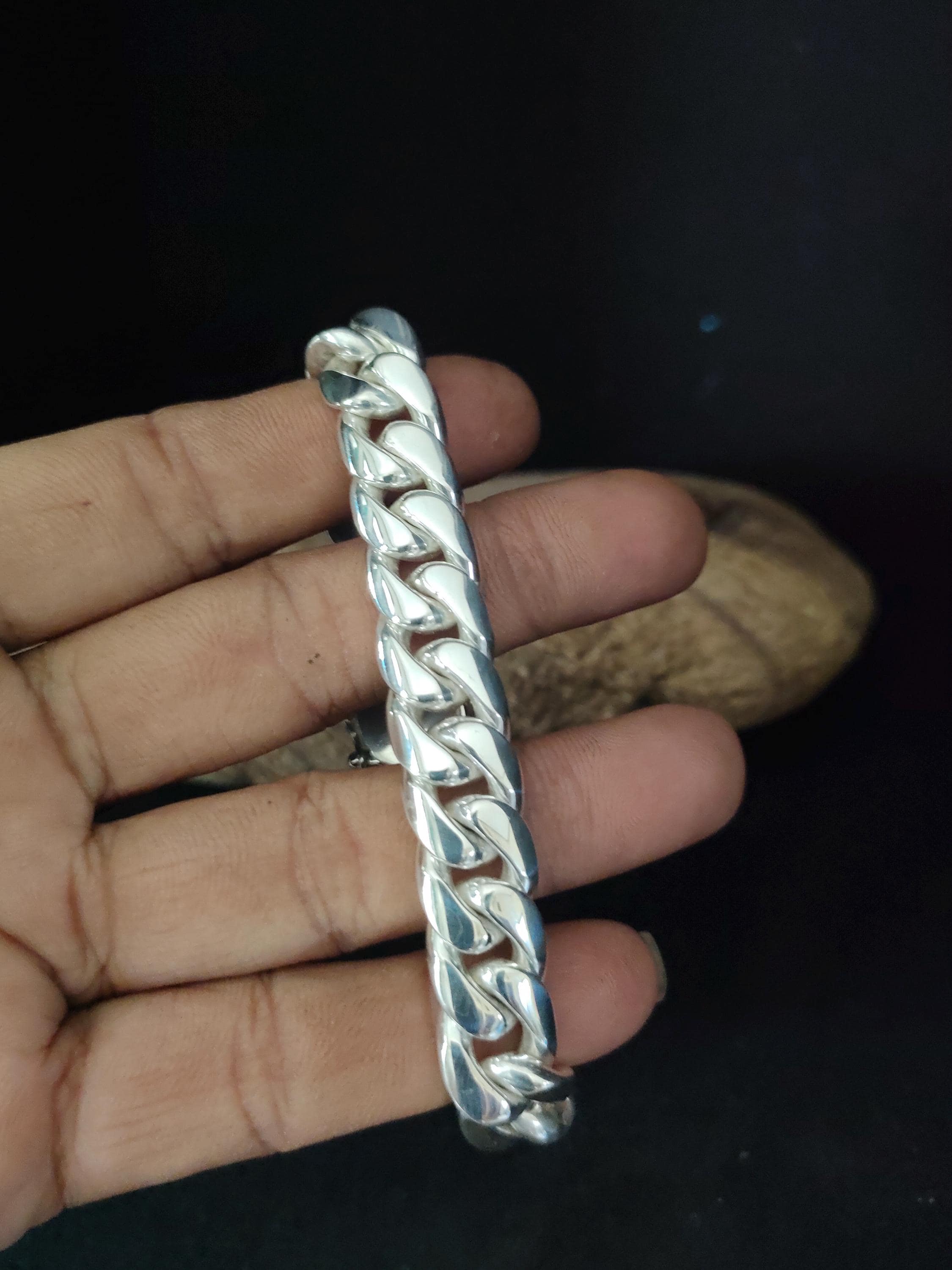14 Mm Curb Chains, 999 Silver Chain, Men's Silver Bracelet. - Etsy UK