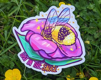 Lost in the Sauce Pollinating Bumble Bee Vinyl Sticker