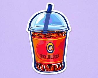 Spicy Chili Crisp Bubble Tea Vinyl Sticker