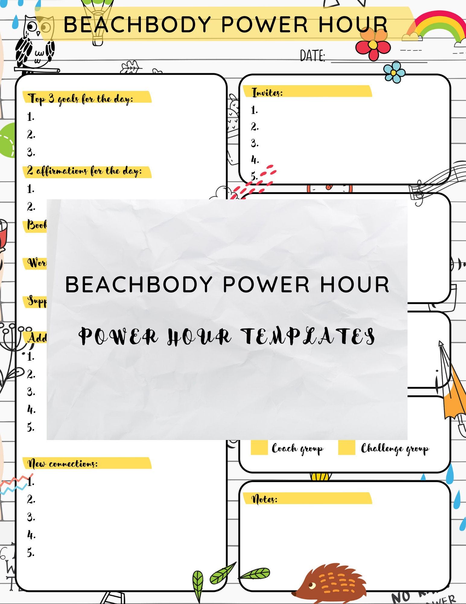 Beachbody Coach Power Hour Sheets Bundle Etsy
