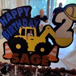 Excavator birthday cake topper