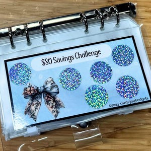 Bow Theme Low Income Scratch Off Savings Binder, 650 Dollar Savings, 9 Scratch Off Cards, Savings Challenge, Cash Stuffing Envelopes