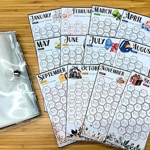 Savings Challenge Book | Save 500 Set of 12 Mini Savings Challenge Trackers | Savings Challenge Bundle | Cash Budget Binder