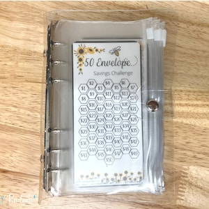 Savings Challenge Book | Set of 9 Mini Savings Challenge Trackers | Savings Challenge Bundle | Clear A6 Binder | Cash Budget Binder