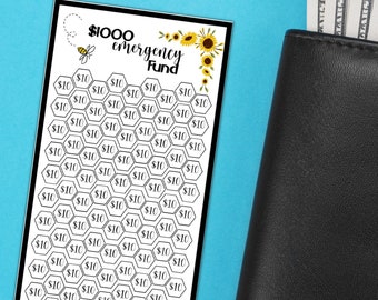 1000 Emergency Fund Mini Savings Challenge for A6 Cash Envelopes, Printable Cash Envelope, Budget Binder Insert, Fits in A6 Budget Binder