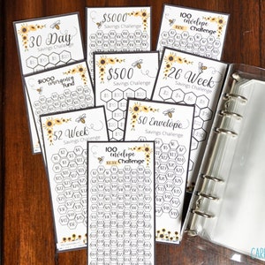Savings Challenge Starter Set with Set of 9 Mini Savings Challenge Trackers | Savings Challenge Bundle