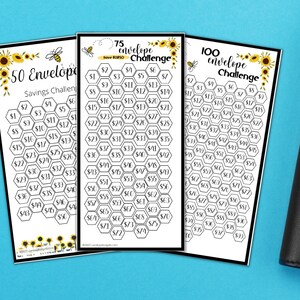 Mini Savings Challenge Trackers Fits A6 Budget Binders - SET 2 | Savings Challenge Bundle | 100 Envelope Challenge | Cash Stuffing