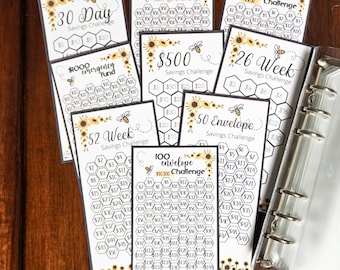 Savings Challenge Starter Set with Set of 9 Mini Savings Challenge Trackers | Savings Challenge Bundle