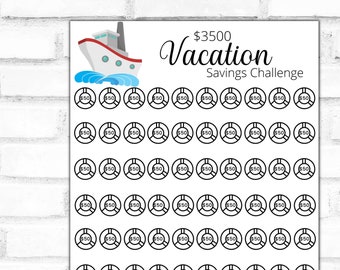 Cruise Vacation Savings Challenge, 3500 Cruise Savings Tracker, Vaction Tracker, Printable Goal, Cash Envelope and Tracker