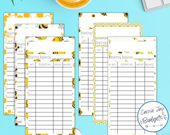 Cash Envelope Tracker Printable, Bee Themed Budget Insert, Dave Ramsey, Money Spending Chart, Financial Peace, Live Like No One Else