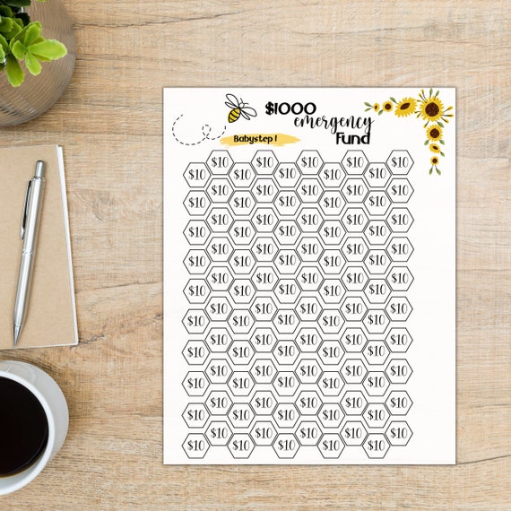 1000 Emergency Fund Printable Savings Tracker Dave Ramsey - Etsy