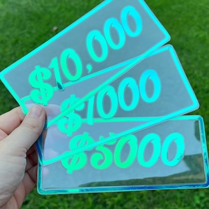 Holographic Retro Cash Stuffing Placeholder Slips Laminated Vinyl 50/100/1K/5K/10K | Cash Budgeting | Savings Challenge | Sinking Funds
