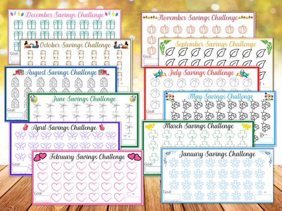 12 Month Savings Challenge Printable Cash Envelopes Fits - Etsy