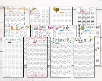 Clearance* Monthly Savings Challenge Trackers: A6 Cash Envelope Bundle