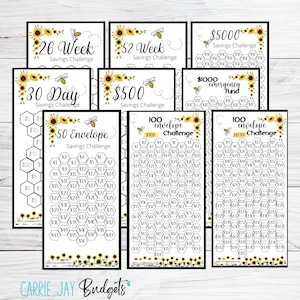 Mini Savings Challenge Trackers Fits A6 Budget Binders | Savings Challenge Bundle | Set of 9