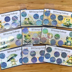 Frog Savings Challenge Binder, 650 Goal, Scratch Off Cards