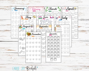 Savings Trackers for all 12 Months | Fits A6 Budget Binders | Savings Challenge Bundle to Save 500 | Set of 12 Cash Envelopes