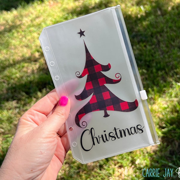 Holiday Savings Challenge Tracker and Christmas Tree A6 Zipper Envelope | Budget Binder | Cash Envelope Savings | Dave Ramsey