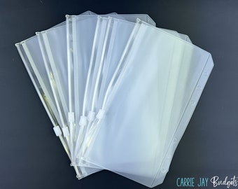 A6 Cash Envelopes | Budget Binder Plastic Envelopes | 6 Hole Zipper Binder | Cash Envelope System | Money Envelopes