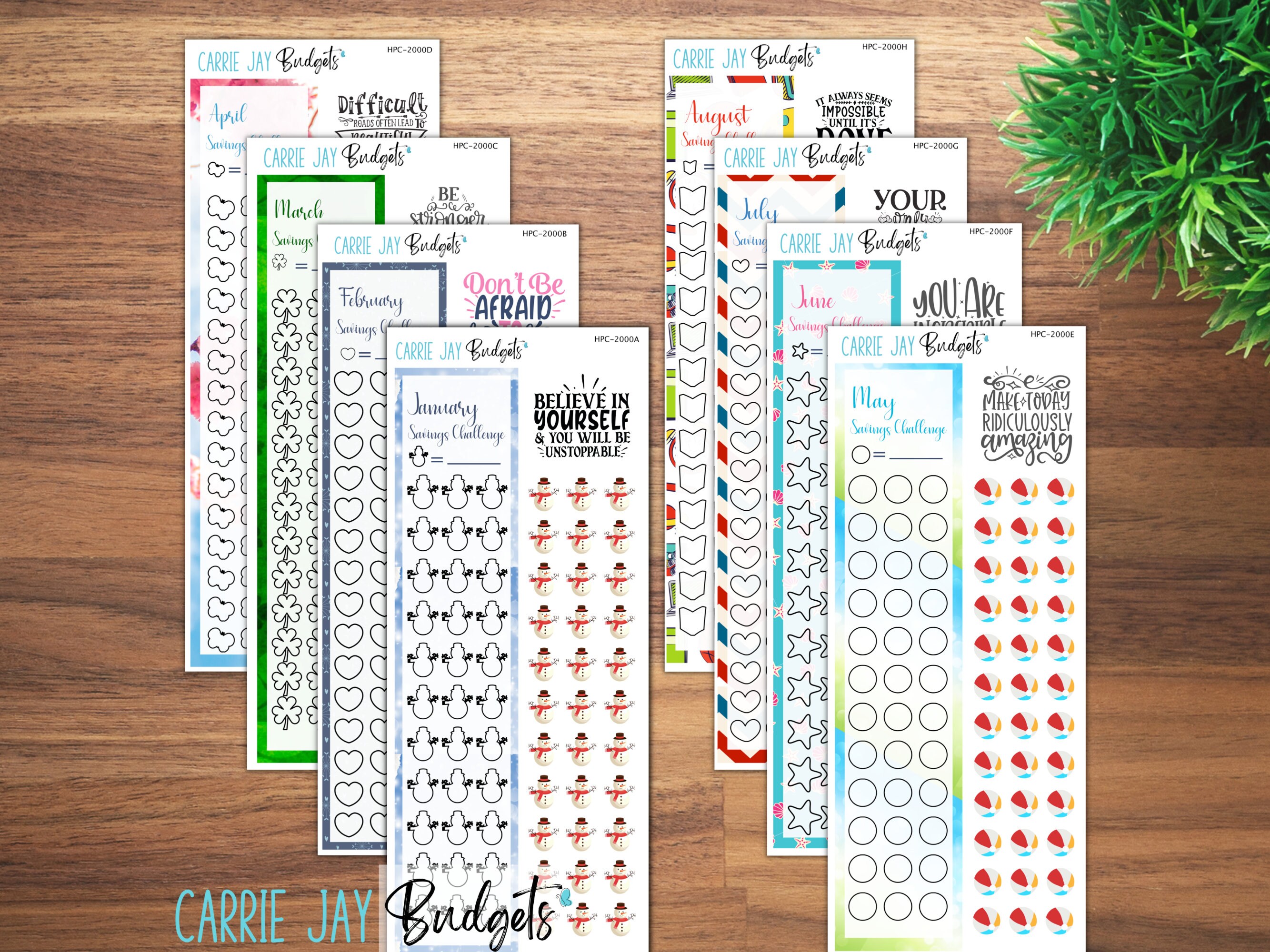 Savings Challenge Full Sidebar Stickers for All 12 Months | Savings ...