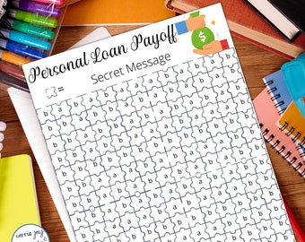 Loan Payoff Tracker mit geheimer Nachricht zum Ausdrucken (digitaler Download)