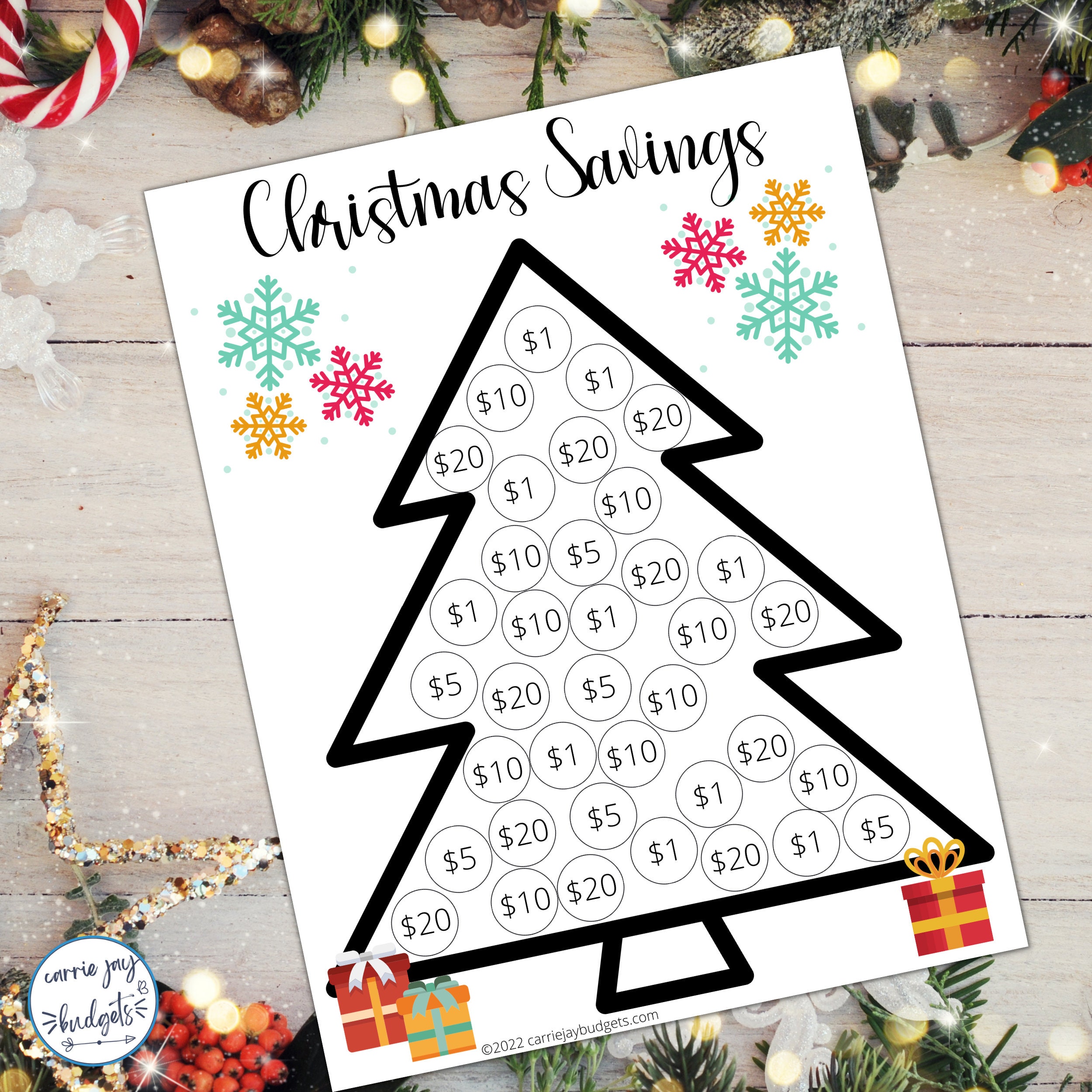 Christmas Savings Challenge Printable Goal and Guide Money - Etsy