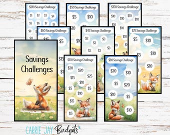 A6 Printable Savings Challenge | Set of 8 Mini Savings Challenge Trackers | Savings Challenge Bundle | Fits A6 Savings Binder | Save 800