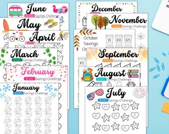 30 Day Money Savings Challenge for all 12 Months with Printable Cash Envelopes | Save 500 | Printable Budget Binder | Money Challenge