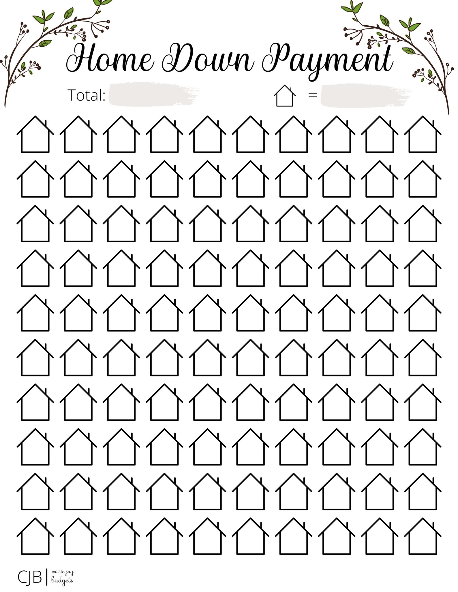 Home Down Payment Savings Challenge Tracker Auto Printable Etsy