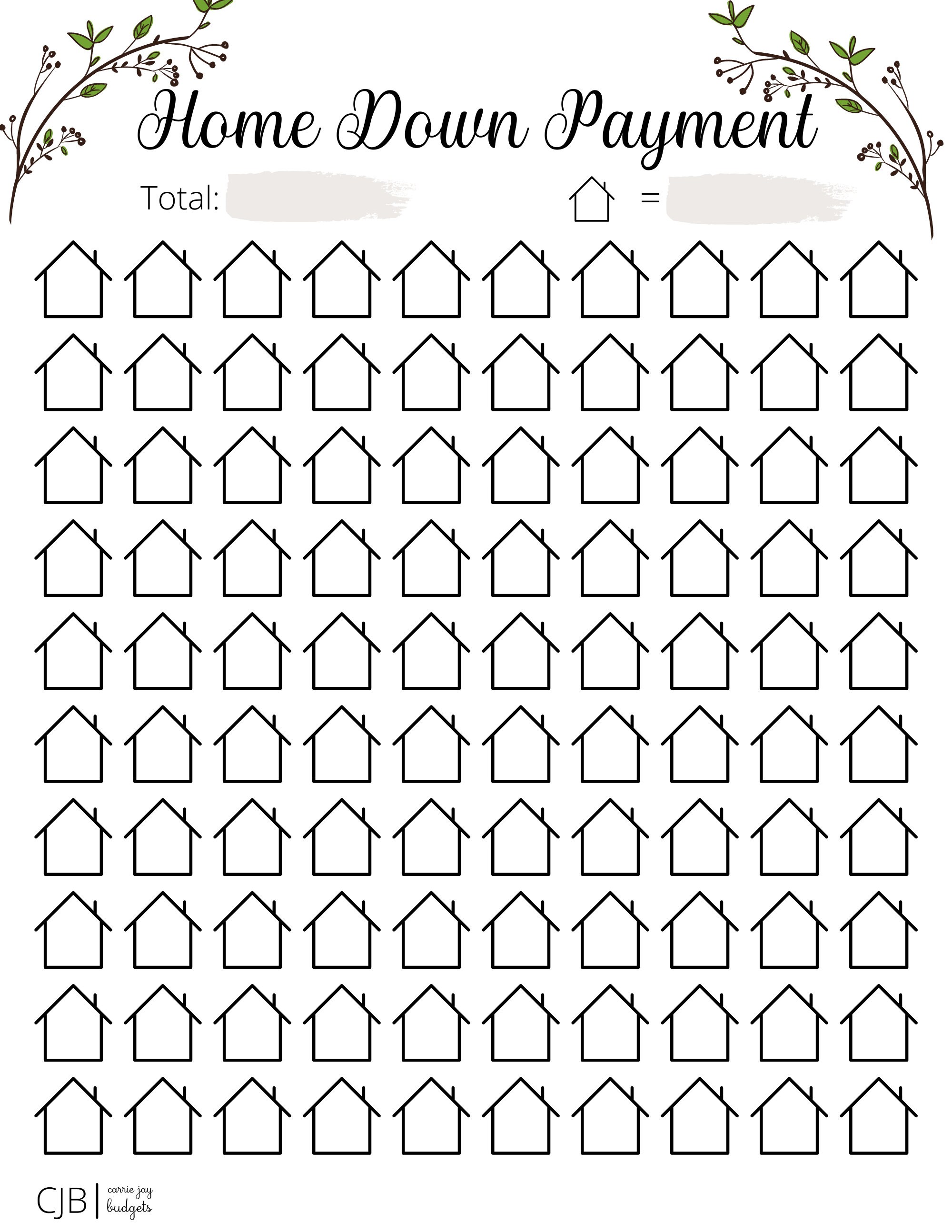 Home Down Payment Savings Challenge Tracker Auto Printable Etsy